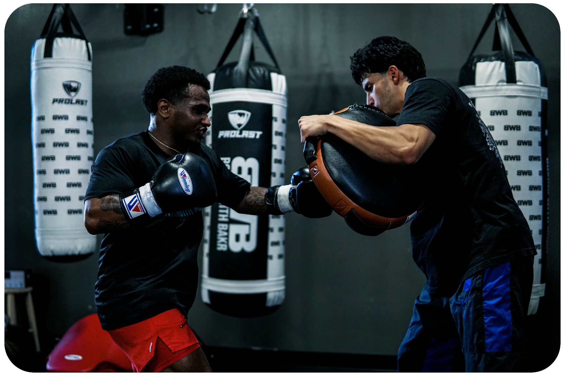 Steve working mitts with Coach Bakr