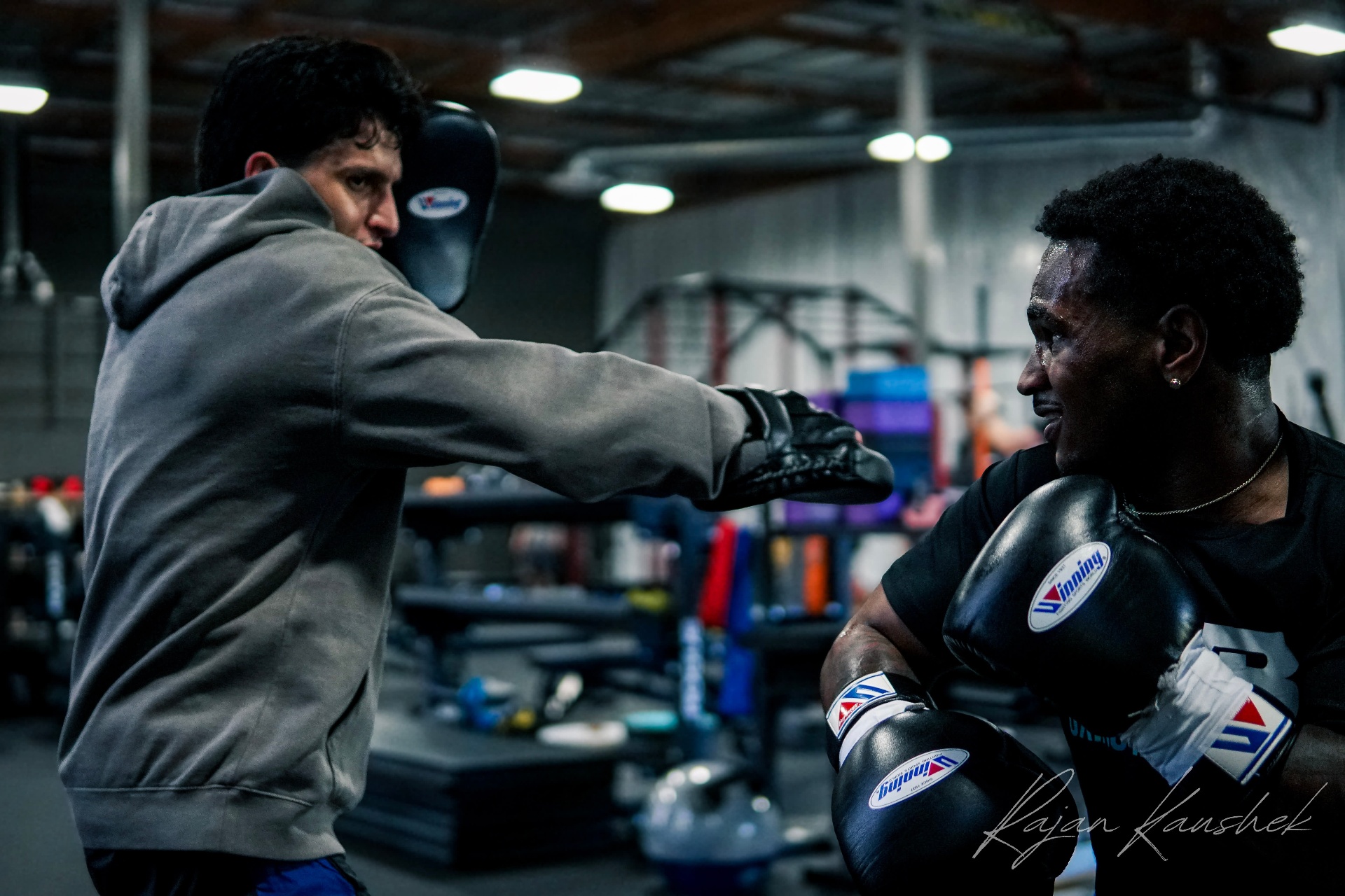 Steve facing off on the mitts with Coach Bakr